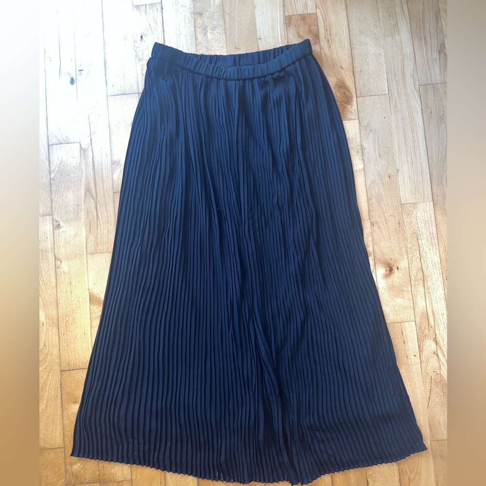 Black Pleated Midi Skirt